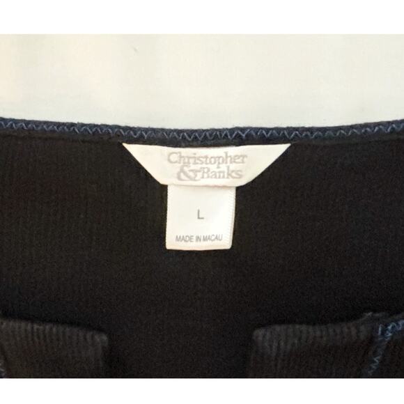 Christopher & Banks VINTAGE Navy Beaded Crew Neck Sweater Womens Size L - Picture 3 of 7